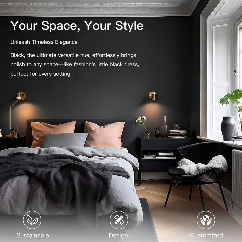 Ismoon 15.7''x236''Peel and Stick Wallpaper Black Contact Paper for Cabinets and Drawers Matte Black Removable Self-Adhesive Renter Friendly Wallpaper for Bedroom Thickening Waterproof Modern Vinyl - Image 5